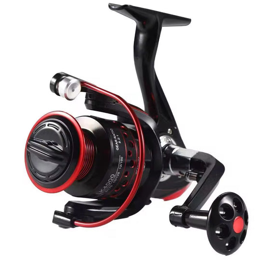 Reel Frontal 3000 Full Metal Rojo Con Negro Pesca Variada