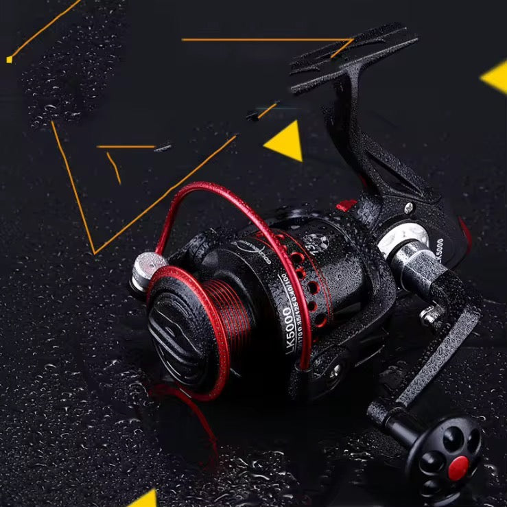 Reel Frontal 7000 Fullmetal Color Rojo Y Negro Pesca Variada