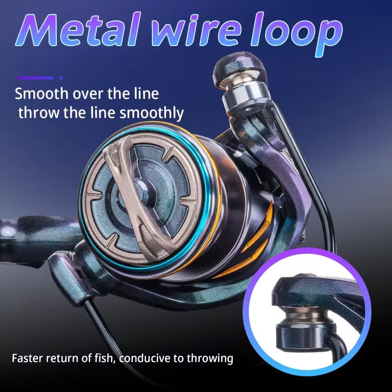 Reel Frontal 6000 Tornasolado Pesca Spinning Calidad Premium