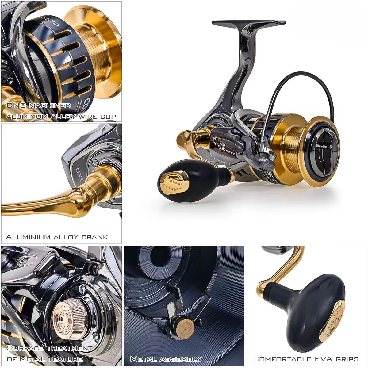 Reel Frontal 7000 Aluminio Calidad Premium Pesca Spinning