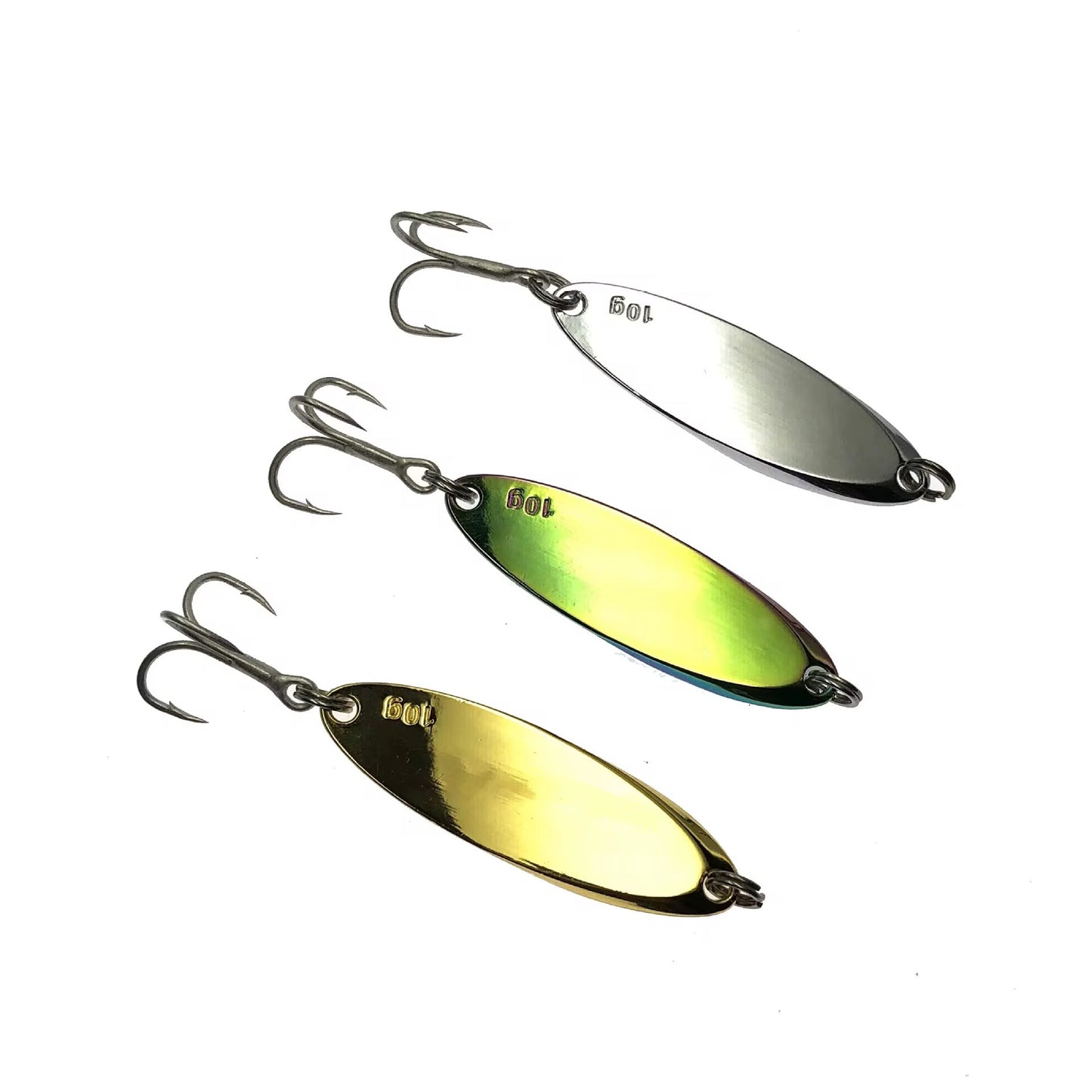 3 Cucharas Voladoras Pesca Color Plateado Dorado Azul