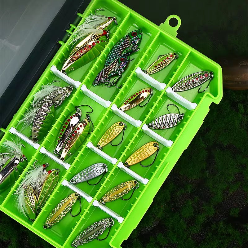 25 Cucharitas De Pesca Señuelo Con Caja Pesca Truchas