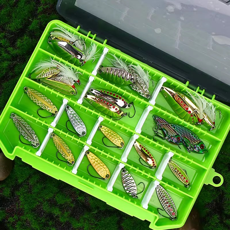 25 Cucharitas De Pesca Señuelo Con Caja Pesca Truchas