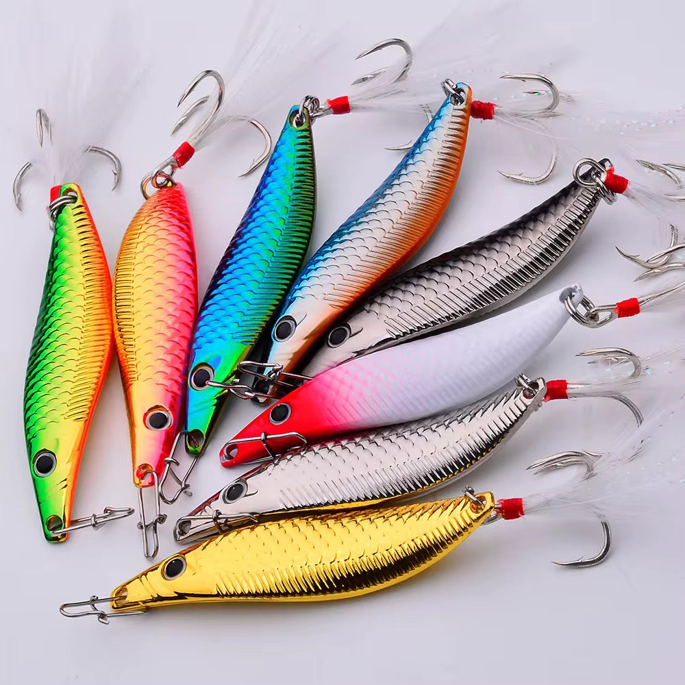3 Señuelos Jigs 20gr Rojo Plateado Dorado