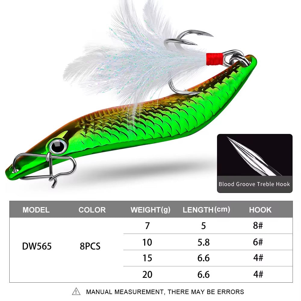 3 Señuelos Jigs 20gr Rojo Plateado Dorado
