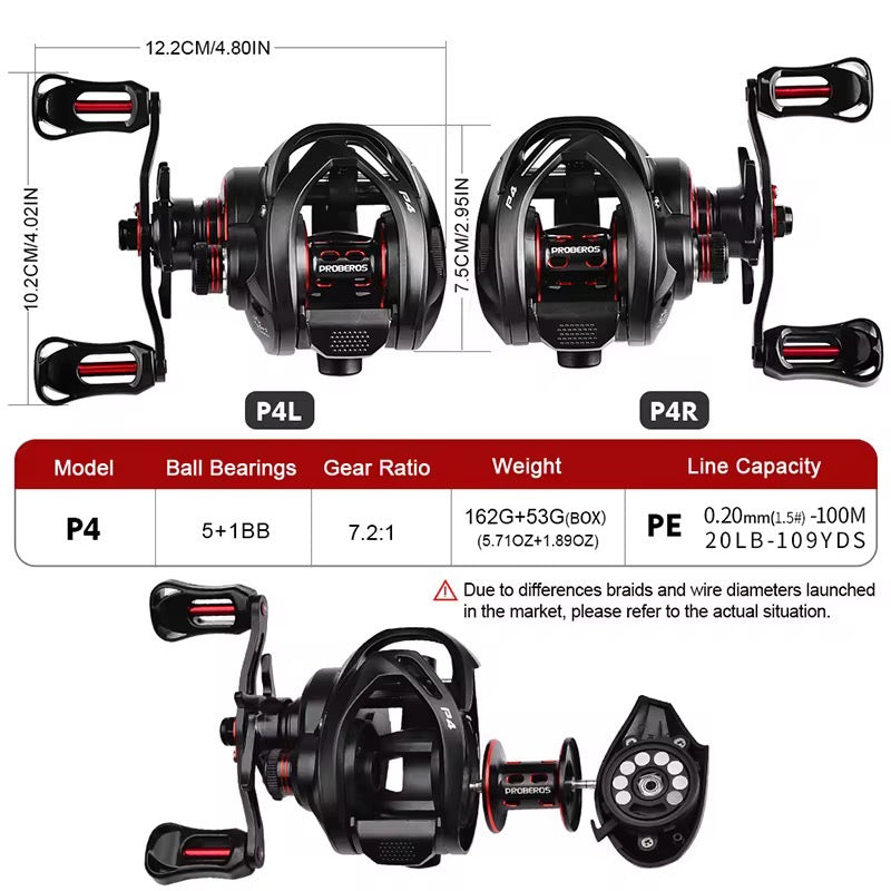 Reel Huevito Baitcast 8kg Freno Magnetico Manija Izquierda