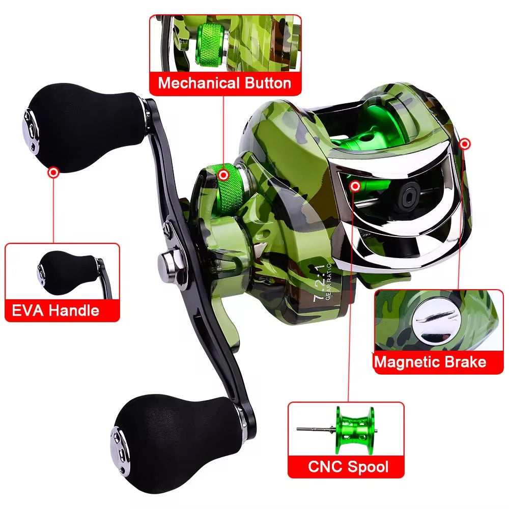 Reel Huevito Baitcast 19 Rulemanes Freno Magnetico Pesca