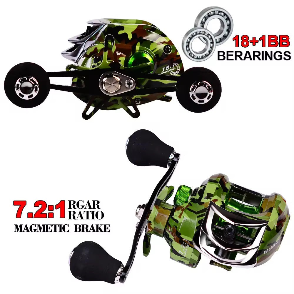 Reel Huevito Baitcast 19 Rulemanes Freno Magnetico Pesca