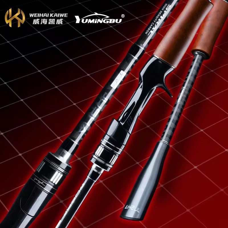 Caña Baitcast Full Carbono 2.1m Mango Madera Premium