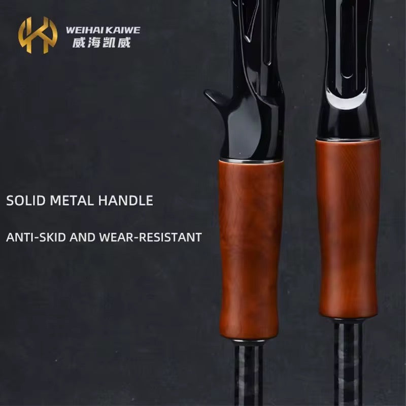 Caña Baitcast Full Carbono 2.1m Mango Madera Premium