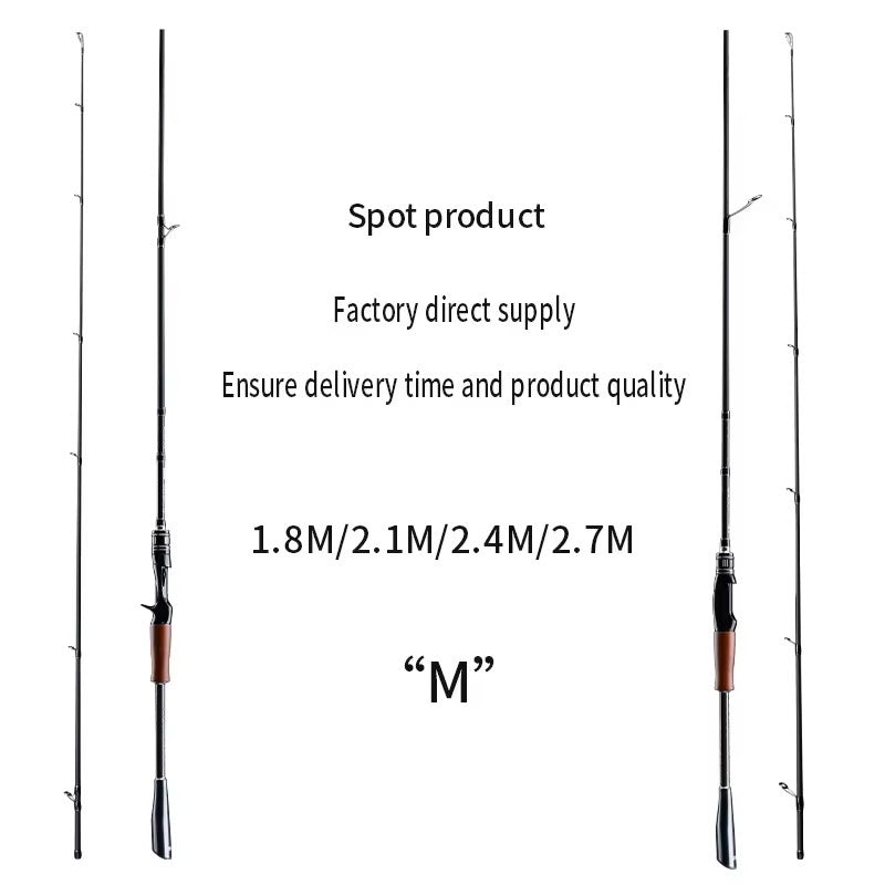 Caña Spinning Full Carbono 2.1m Mango Madera Premium