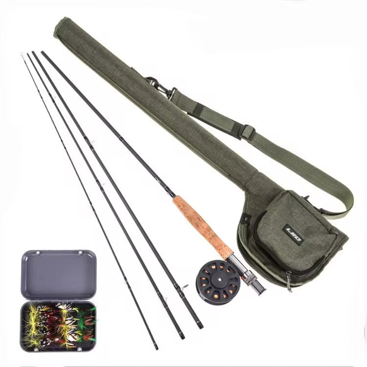 Combo Fly Pesca Mosca Caña + Reel + Linea + Mosca + Estuche
