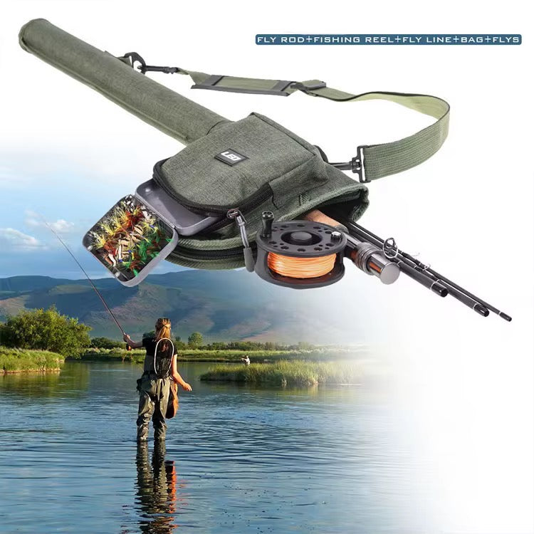Combo Fly Pesca Mosca Caña + Reel + Linea + Mosca + Estuche