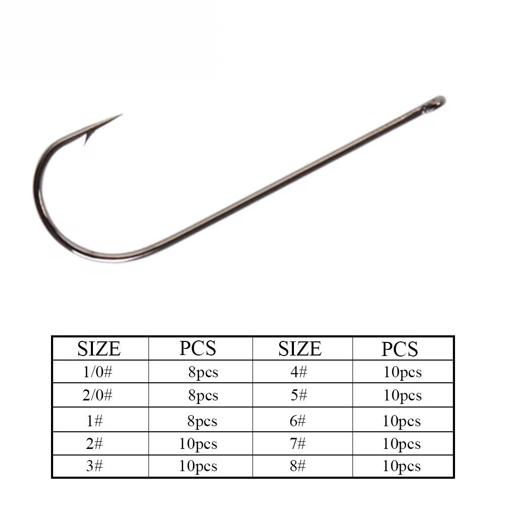 8 Anzuelos Pata Larga Carbono Pesca Variada