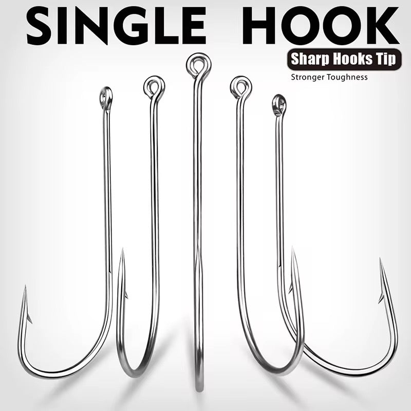 8 Anzuelos Pata Larga Carbono Pesca Variada