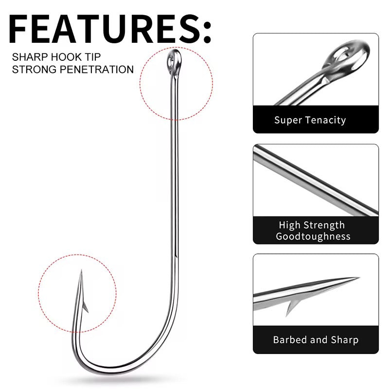 8 Anzuelos Pata Larga Carbono Pesca Variada